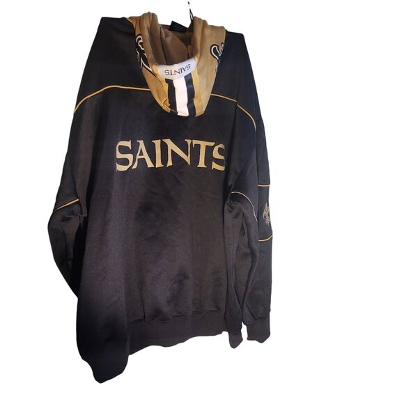 NFL Saints Hooded Pullover Sweatshirt Black & Gold Team Apparel - Picture 10 of 10